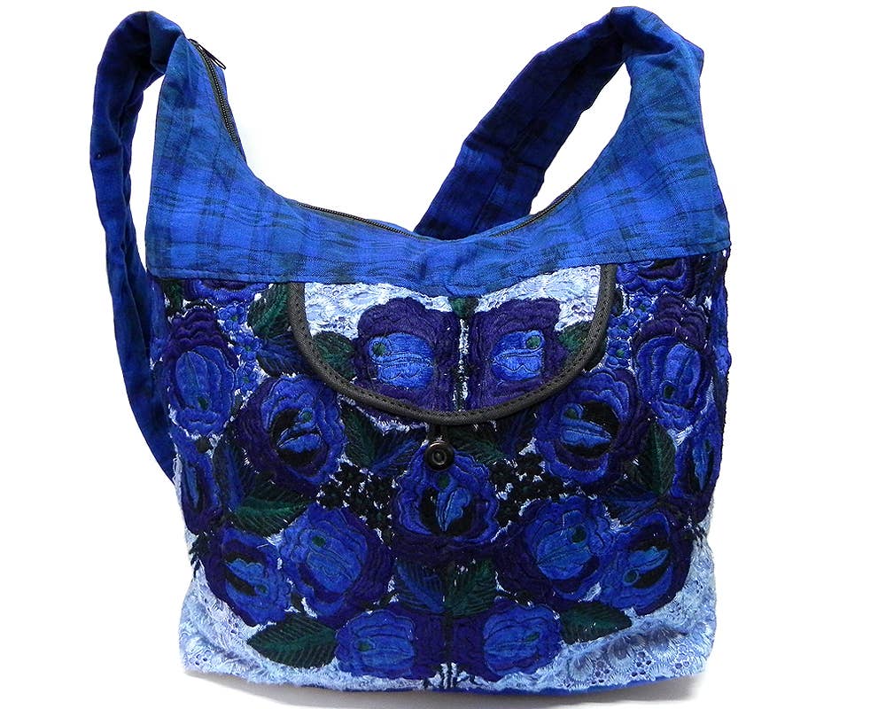 Dyed Embroidered Floral Crossbody Purse Messenger Bag