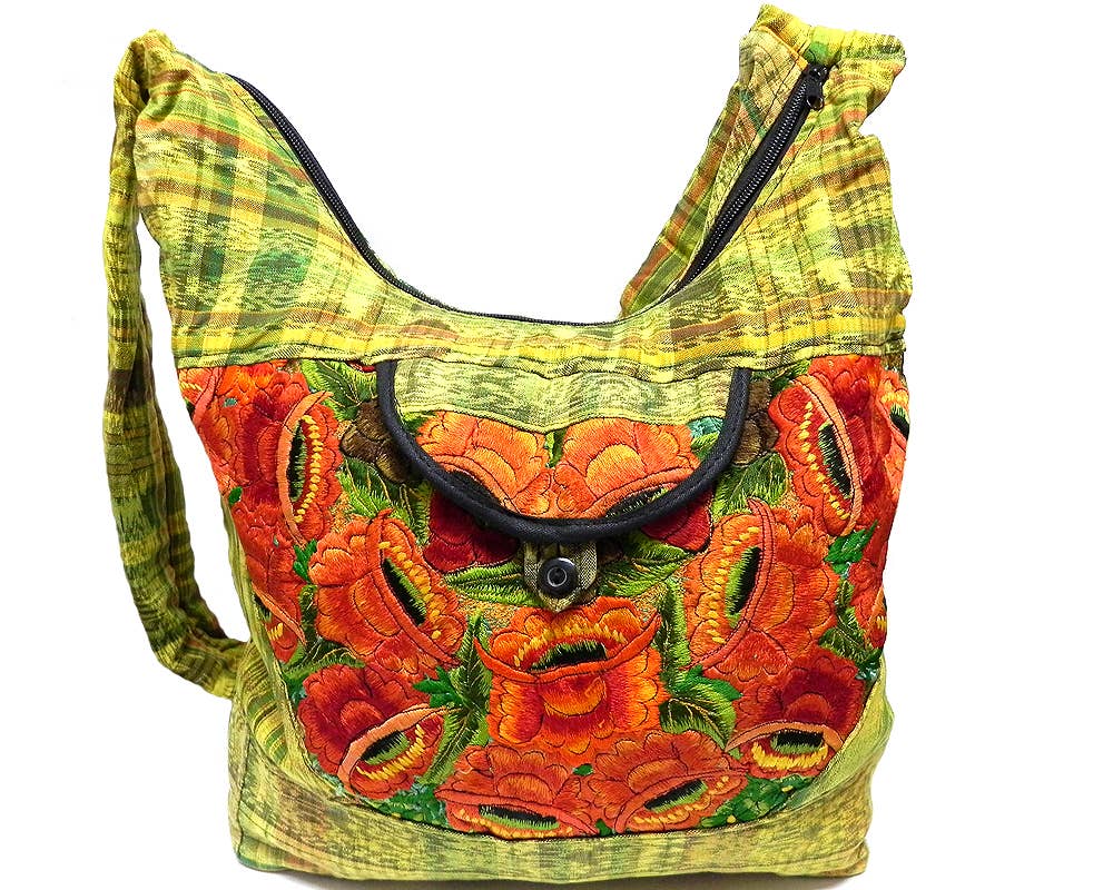 Dyed Embroidered Floral Crossbody Purse Messenger Bag