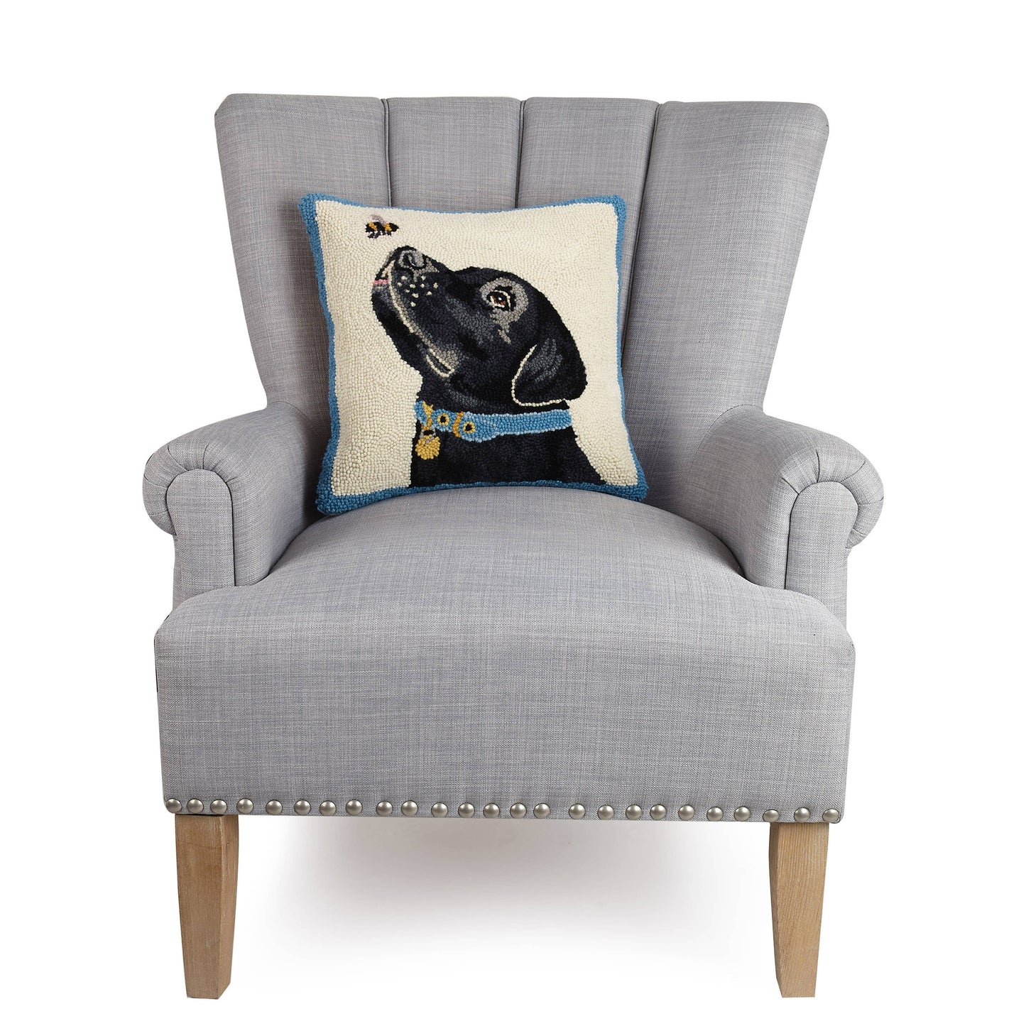 Black Labrador Dog With Bee Hook Pillow