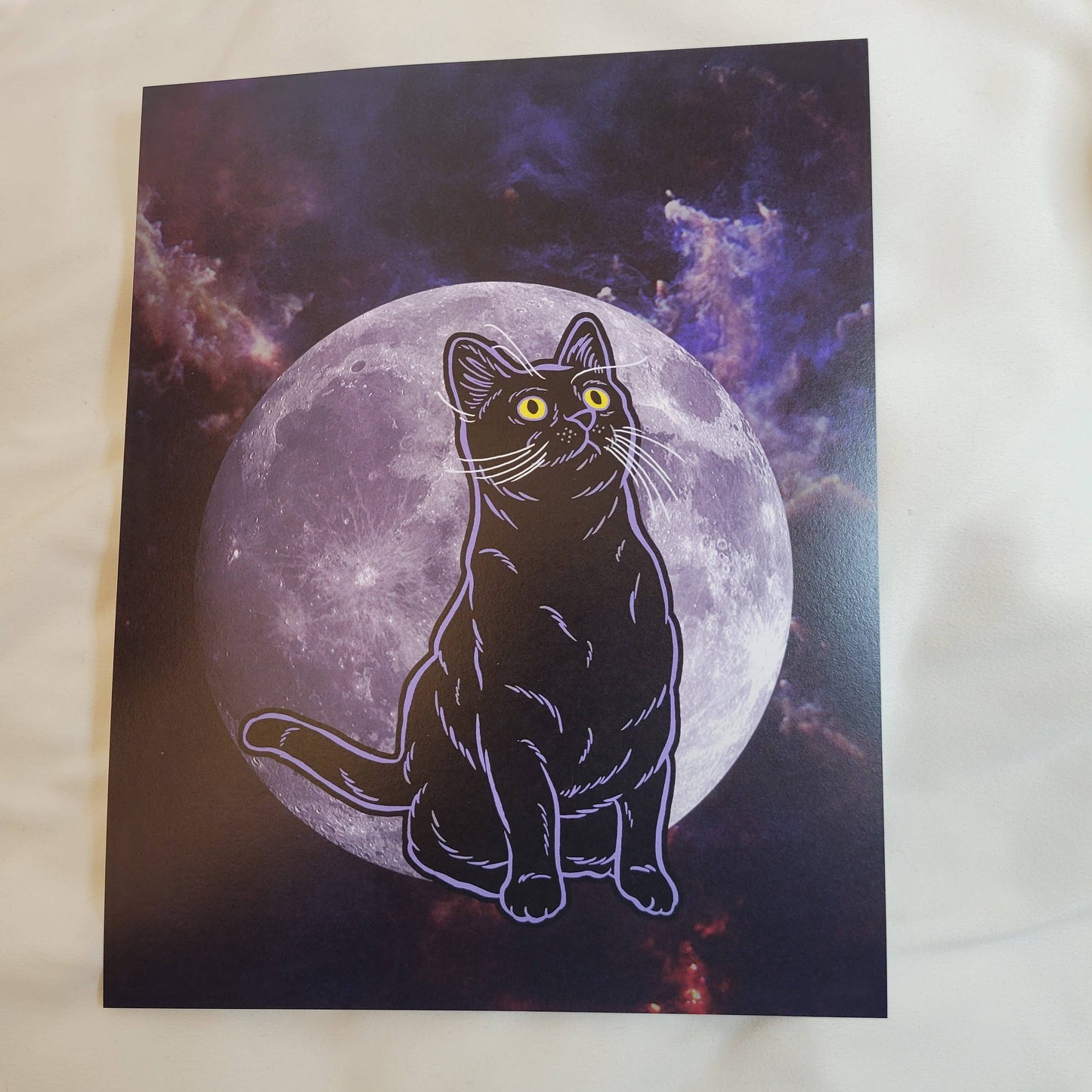 8x10 Print: Cat Moon Night